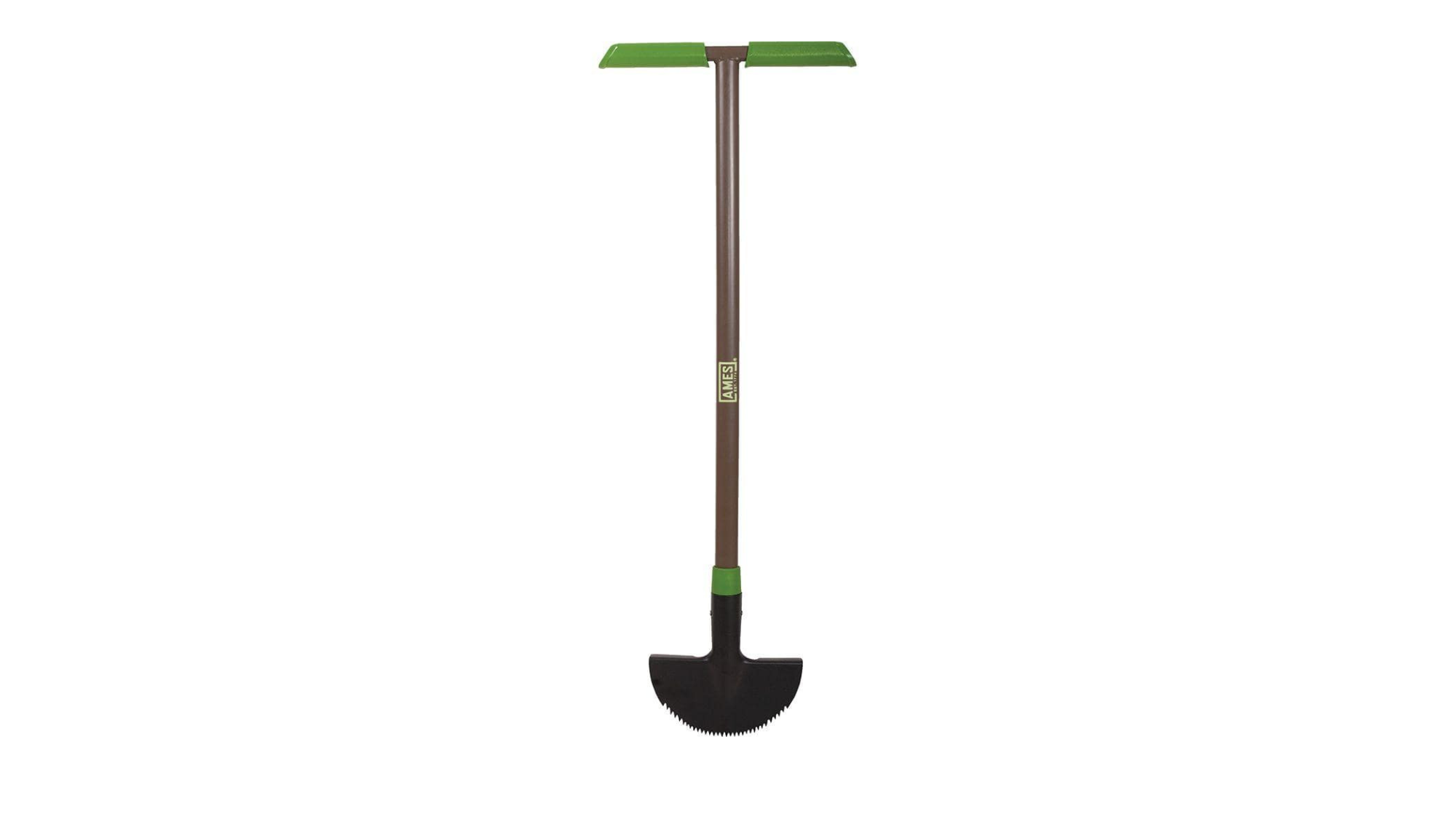 Ames steel landscaping edger with T-shape handle on white background