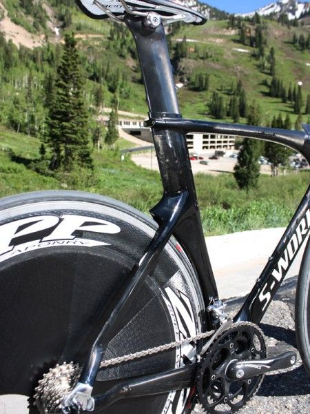 The subtle tail on the back of the seat tube where the stays join helps maintain smooth airflow off the rear end.