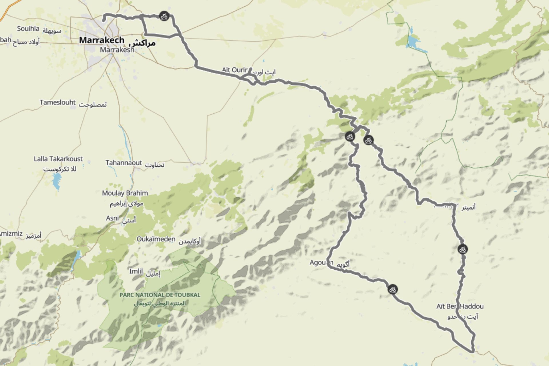 Image shows Komoot route