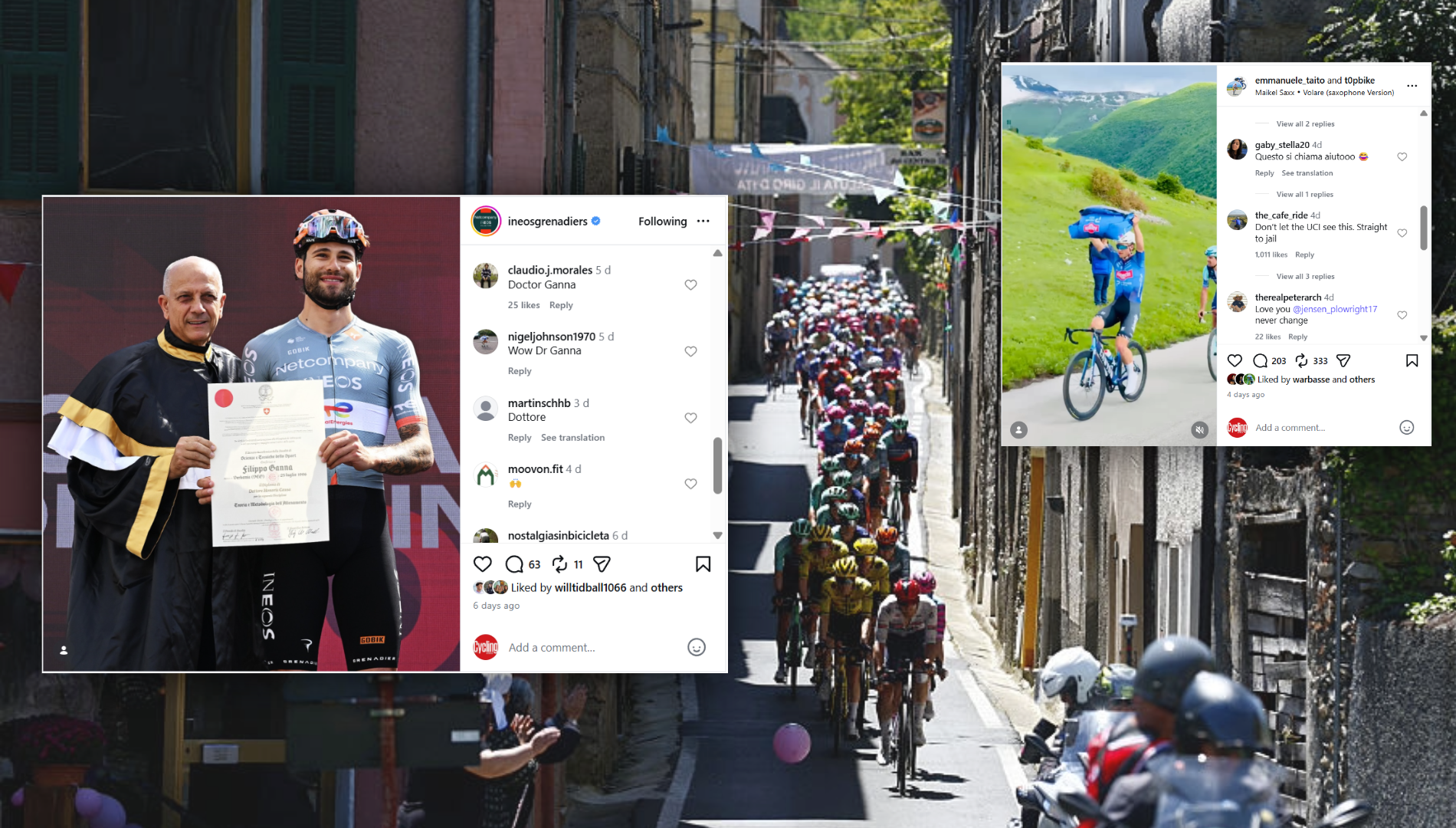 Giro d'Italia with screenshots overlayed