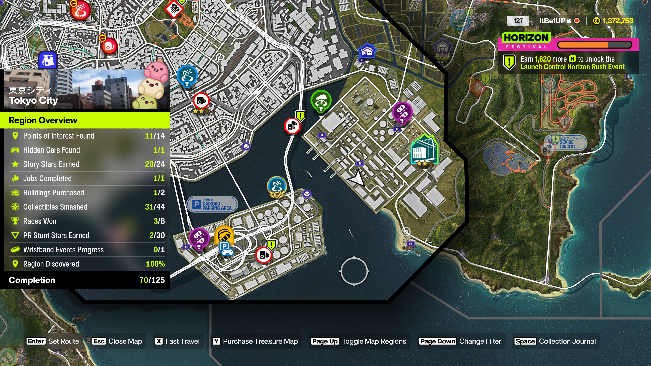 Forza Horizon 6 Tokyo City Treasure Hunt location: A map of Tokyo City's dock area.
