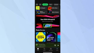 Spotify Wrapped 2024 banner on Spotify app