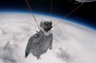 Heron Preston's NASA logo cap and jacket fly 32 miles above Earth on a weather balloon-lofted journey.