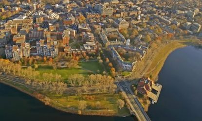 An aerial view of Harvard University