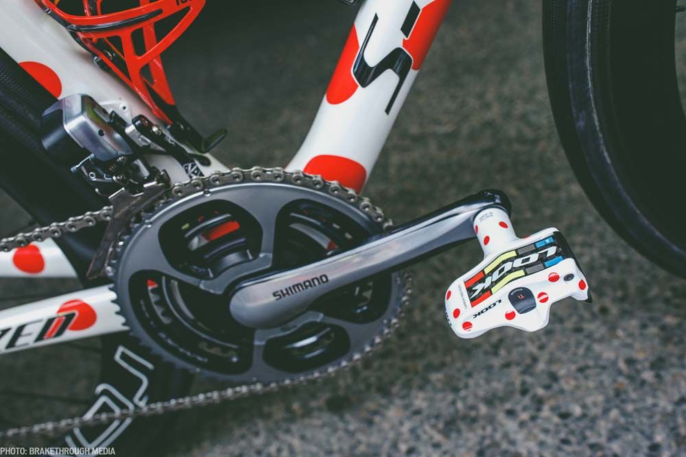 Majka also had special polka-dot pedals