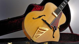 D’Angelico jazz guitar in a case