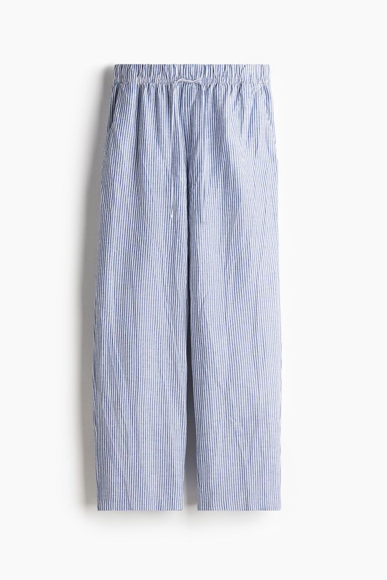Linen-Blend Drawstring Trousers