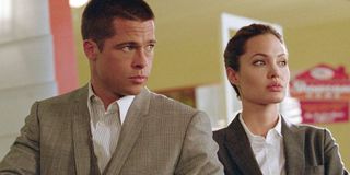 Brad Pitt and Angelina Jolie in Mr and Mrs. Smith