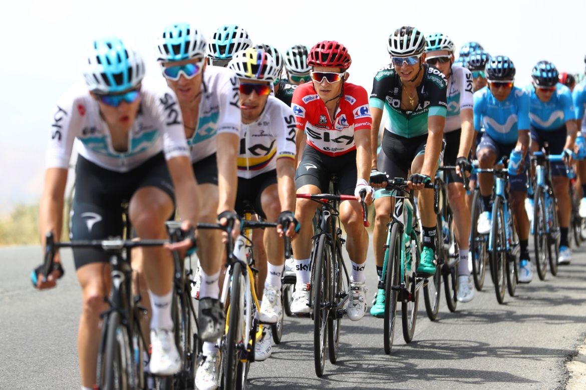 Michal Kwiatkowski sits in the bunch