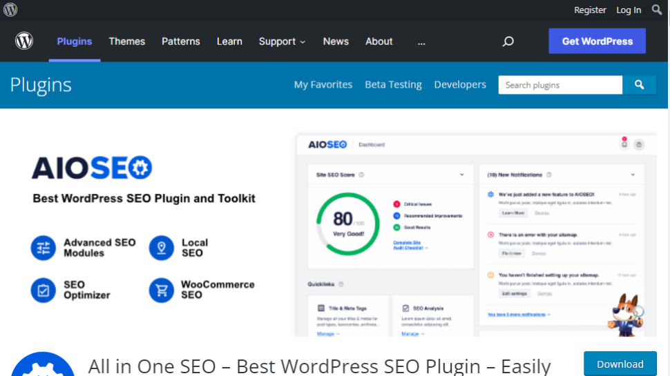 Website screenshot for All in One SEO Pack