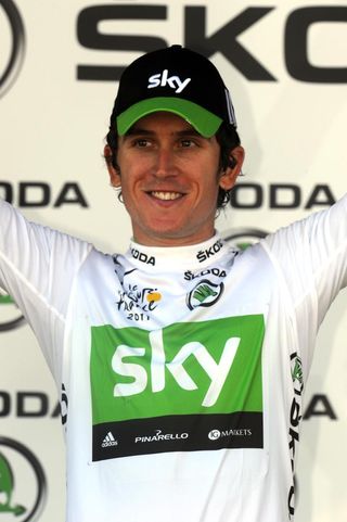 Geraint Thomas in white jersey, Tour de France 2011, stage one