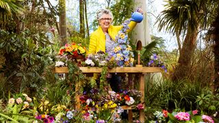 Prue Leith launches the 2022 B&Q Gardener of the Year competition surrounded by flowers