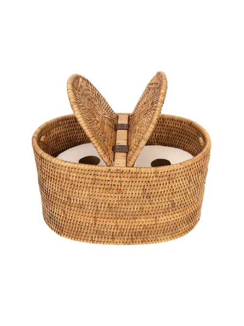 Oval Rattan Double Tissue Roll Box