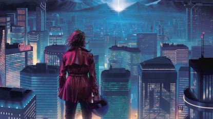 protomen act 3 art showing a figure looking over a city