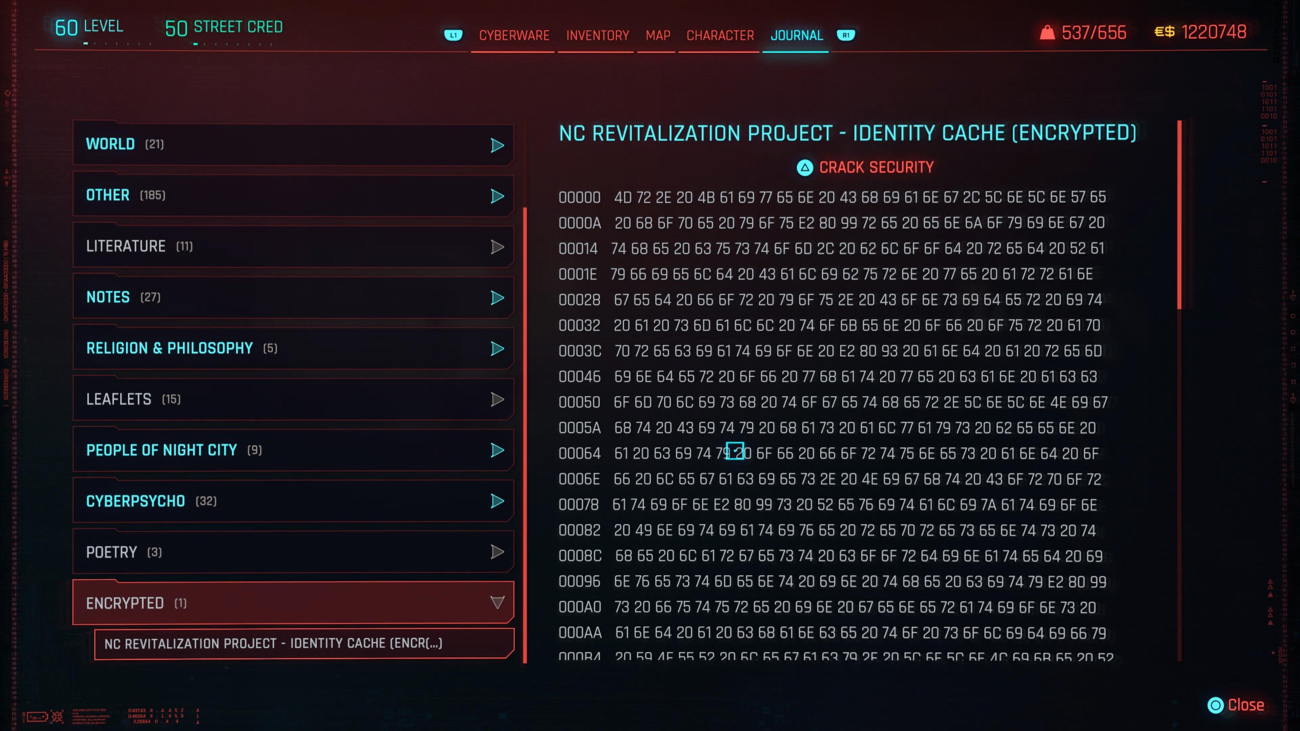 Decrypting the Shard for the Welcome to Paradise quest in Cyberpunk 2077