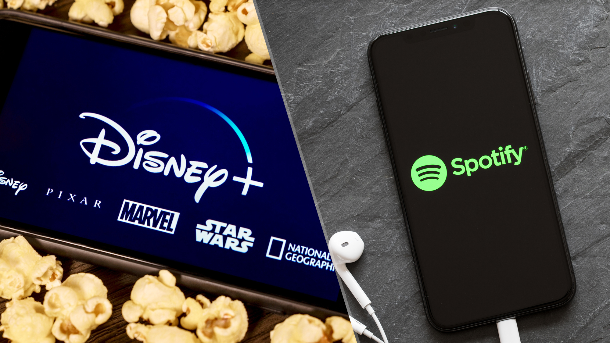 Disney+ and Spotify logos side by side