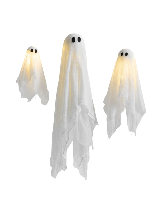 Lit Hanging Ghosts - Set of 3