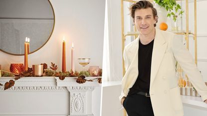 Jeremiah Brent and fall decor mantel