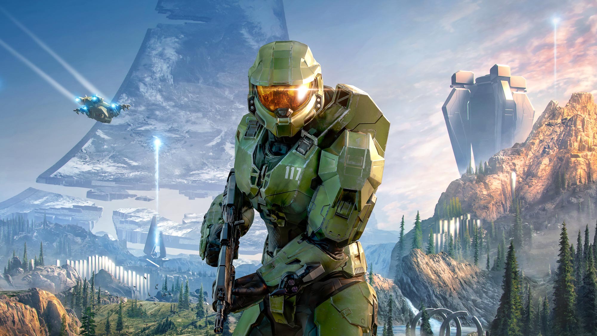 arte de capa infinita de halo com master chief em zeta halo