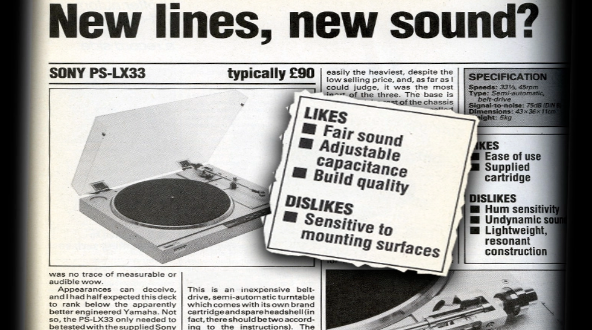 Sony PS-LX33 turntable pictured in old copy of What Hi-Fi? magazine