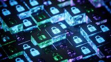 A CGI image of glowing blocks with padlocks on them, to represent ransomware.