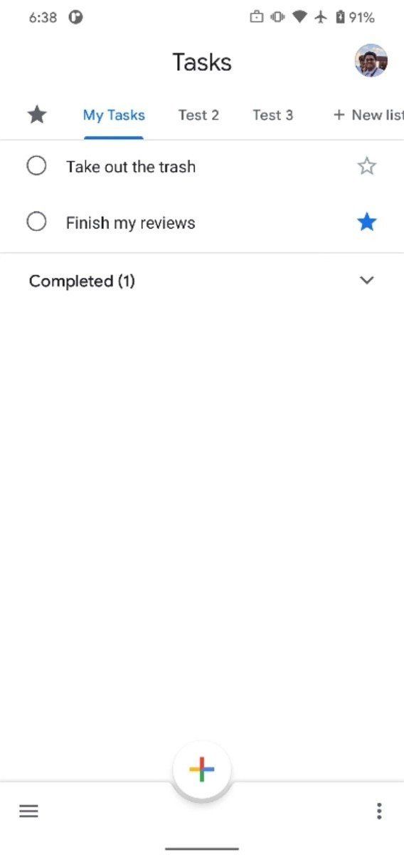 Google Tasks Starred Task