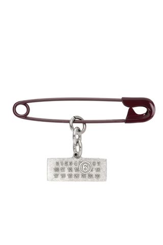 MM6 Maison Margiela Burgundy Safety-Pin Brooch