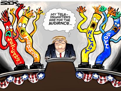 &nbsp;Political cartoon U.S. Trump teleprompters