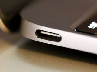 Close up of USB-C port on MacBook
