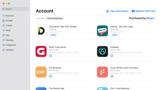 Mac App Store account information