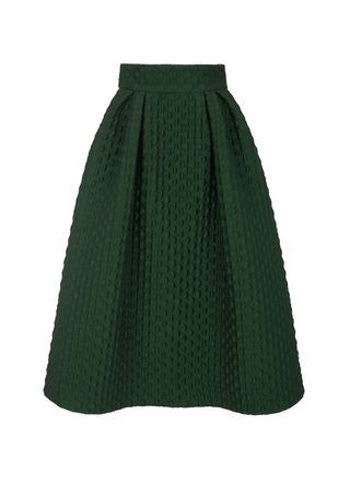 Remy '50s style midi skirt in Forest Green