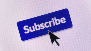 A mouse cursor hovering over a subscribe button