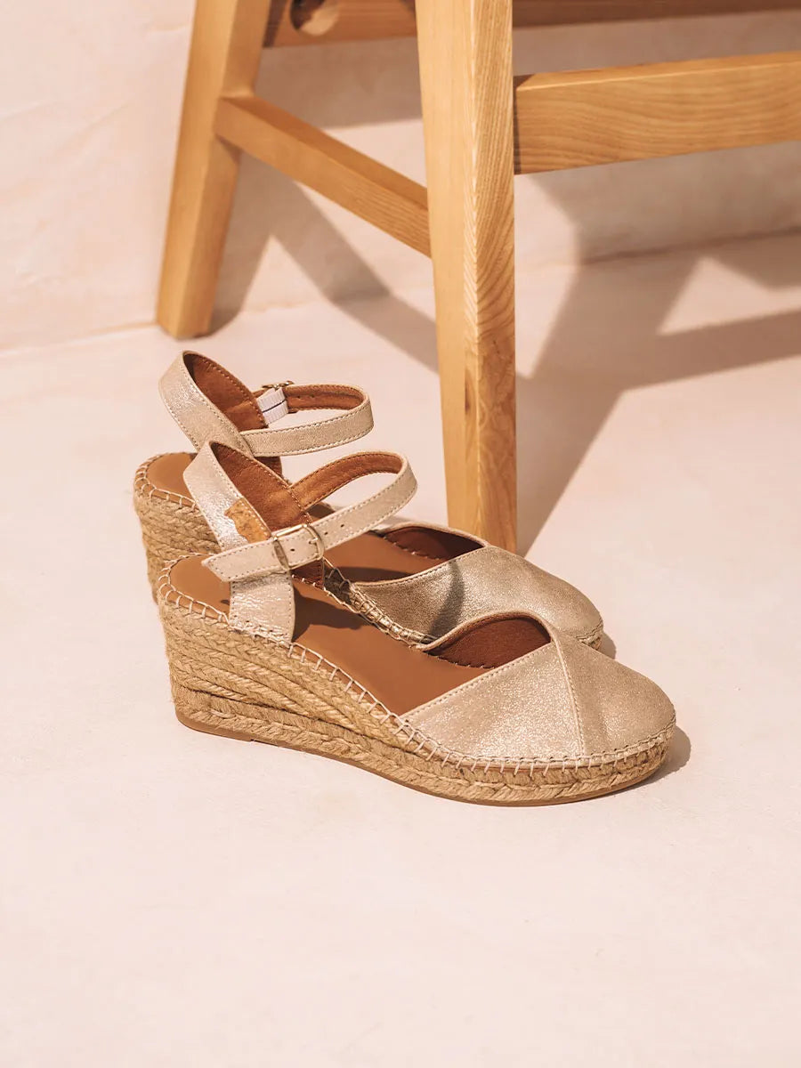 Women's Leather Espadrille With Wedge