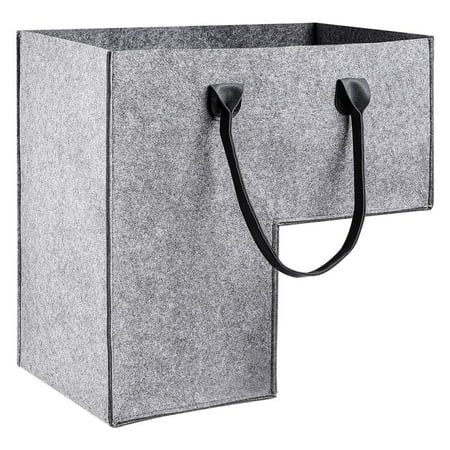 Stair Baskets for 16&quot; Carpeted and Wooden Stairs Foldable Staircase Basket With Leather Handles Felt Stair Step Storage Organizer for Home Laundry Toys