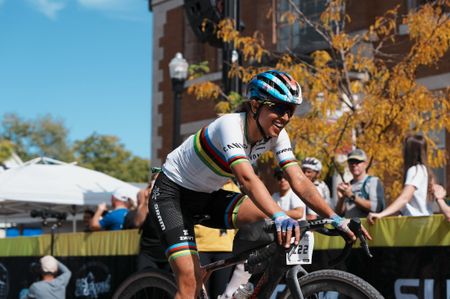 Kasia Niewiadoma (Canyon-SRAM) rode solo for the second half of Big Sugar Gravel for victory