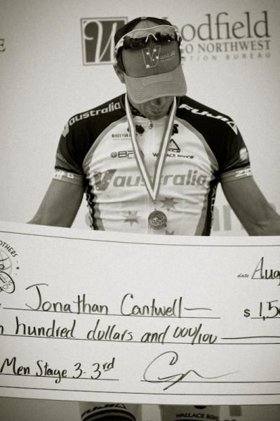 Jonathan Cantwell (Fly VAustralia) checks out his prize for third place on the stage.