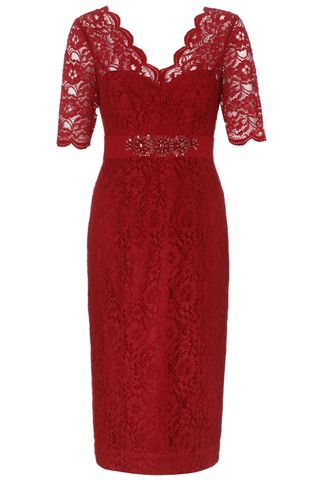 Monsoon Layla Lace Sleeved Embellished Dress, £119