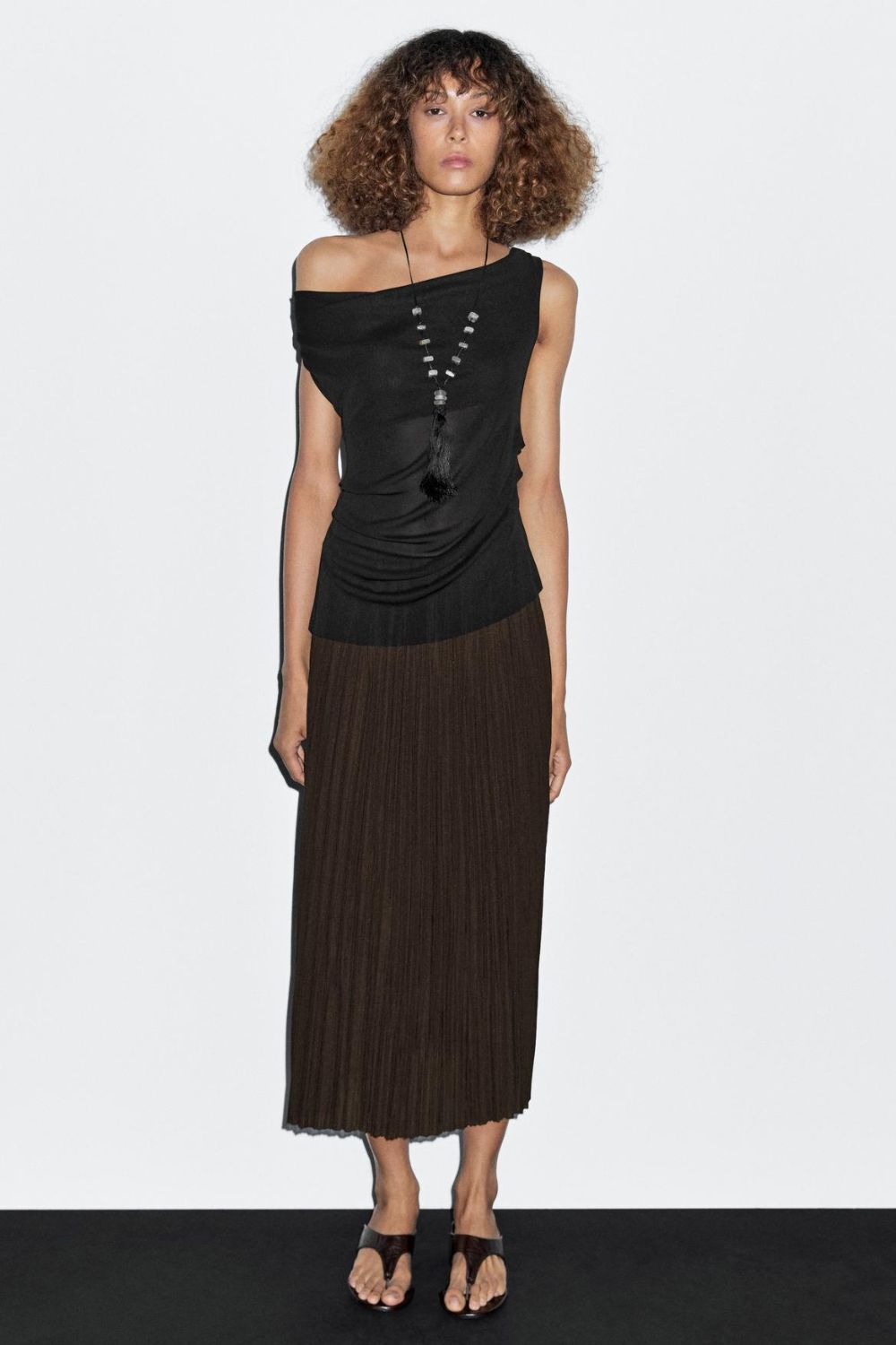 Massimo Dutti Pleated Midi Skirt