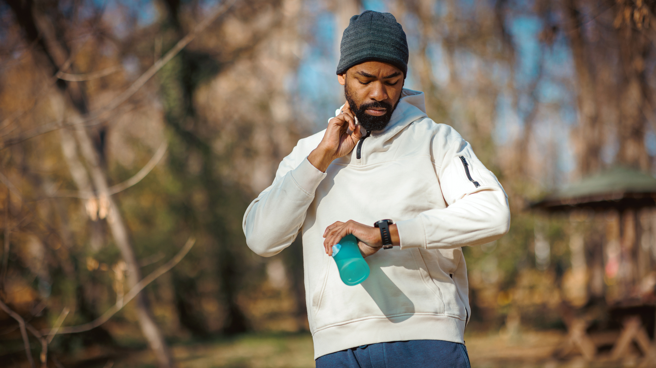 Runner with a sports watch 