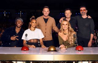 Britain's Got Talent judges KSI Alesha, Amanda, Simon posing on the panel alongside hosts Ant and Dec