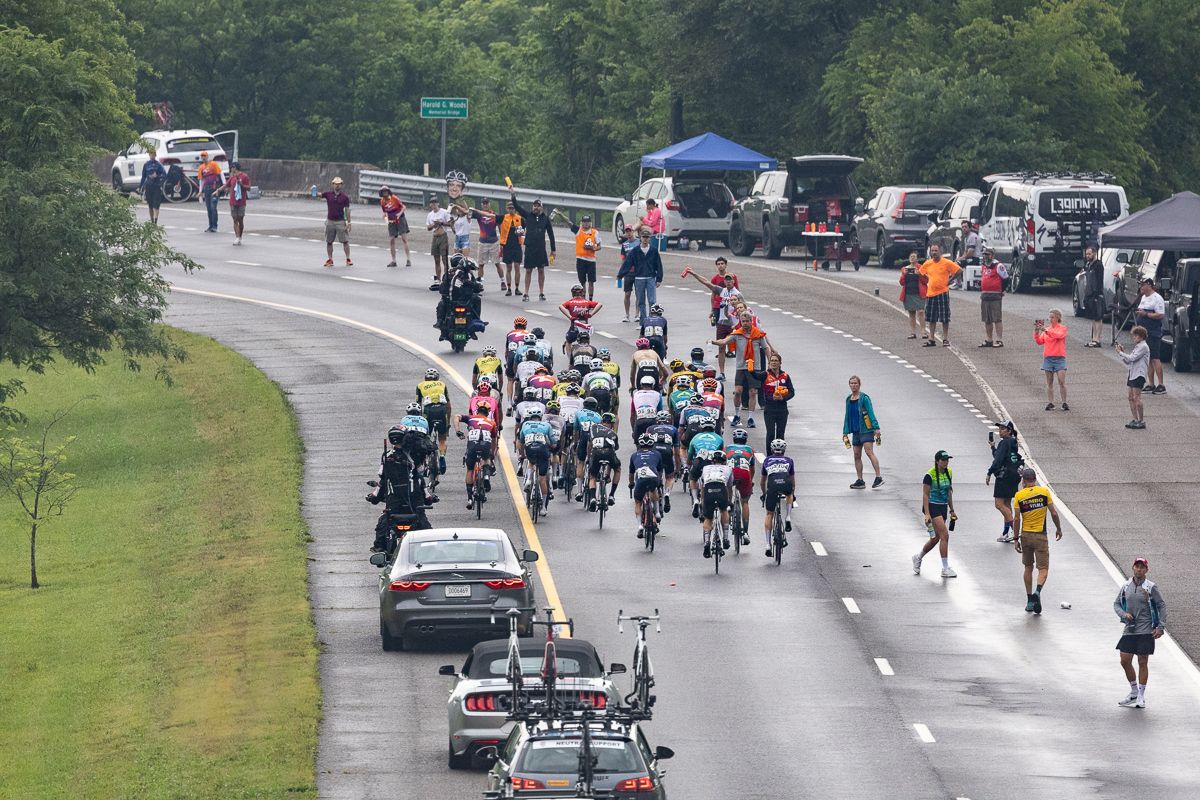 The laps were shortened this year and the feedzone moved from Cottrell St to onto the James White Parkway which gave riders more space to grab bottles.