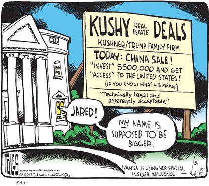 Political Cartoon U.S. Trump business Jared Kushner China