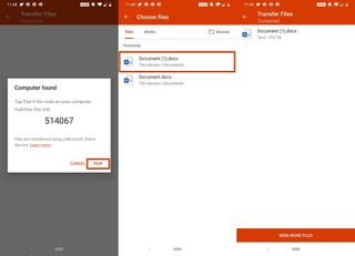 Pairing phone and PC using Office app