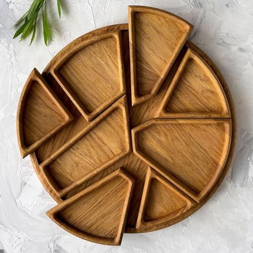 Puzzle Serving Tray, Puzzle Serving Tray - Wood With Removable Compartments, Divided Wood Serving Trays Creative Serving Platter, Christmas Wooden Fruit Food Platter for Coffee Table, Party (1set)