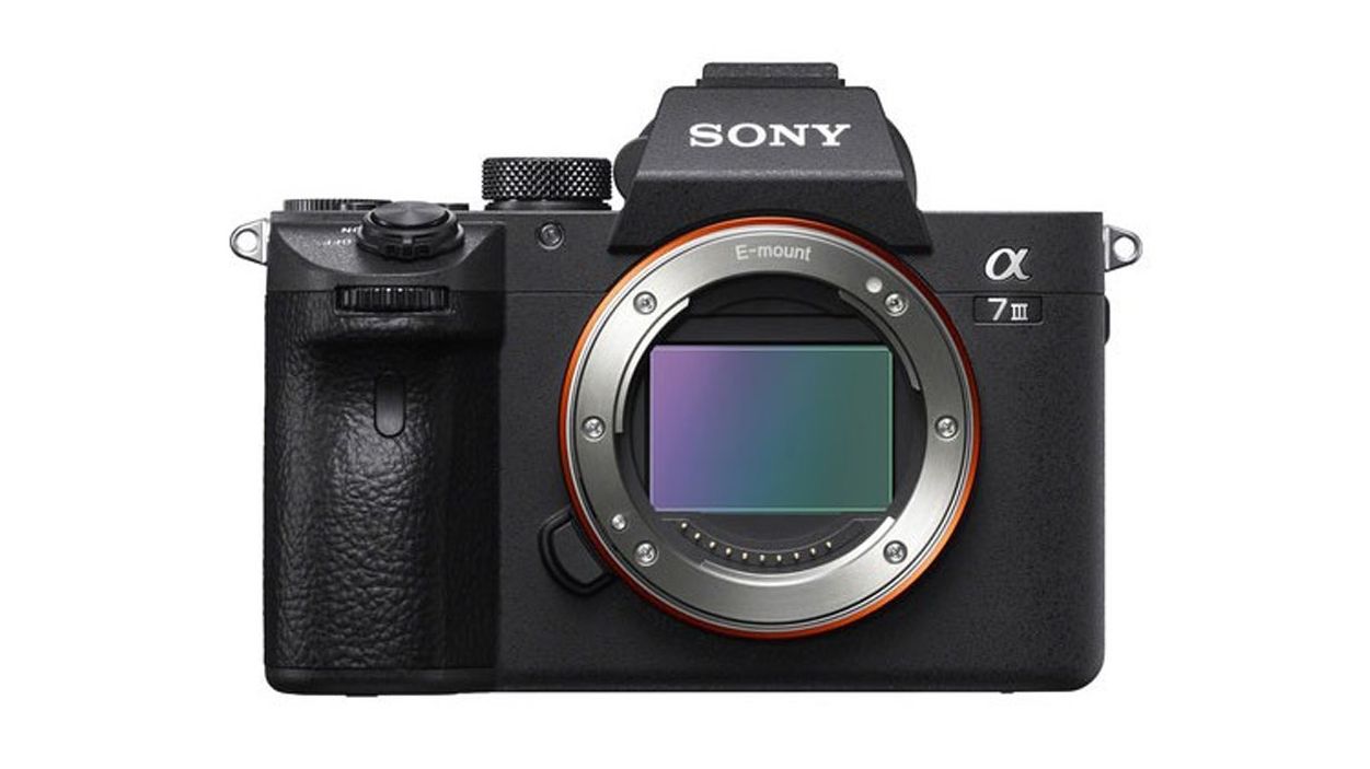 Sony A7 III in front of a white background