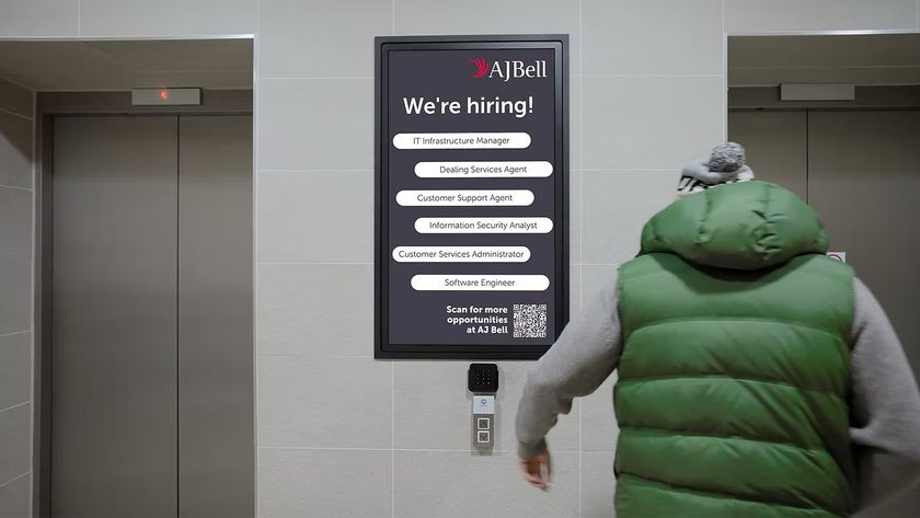 Digital screens in a residential lobby