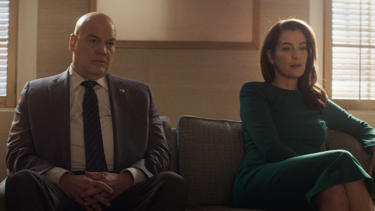 Wilson Fisk and Vanessa Fisk sitting on a couch in Daredevil: Born Again episode 4