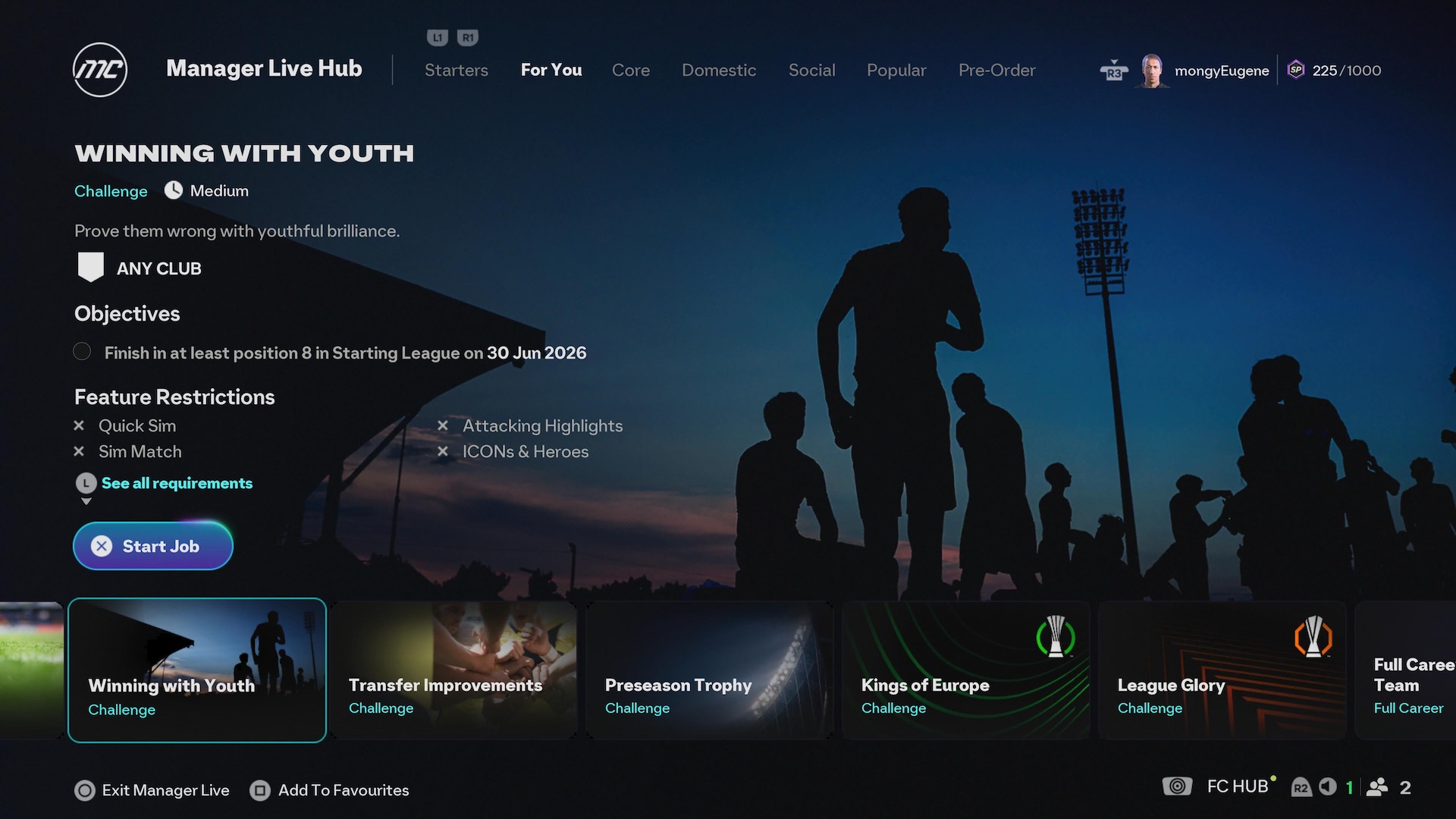 Career Mode menu set-up in FC 26