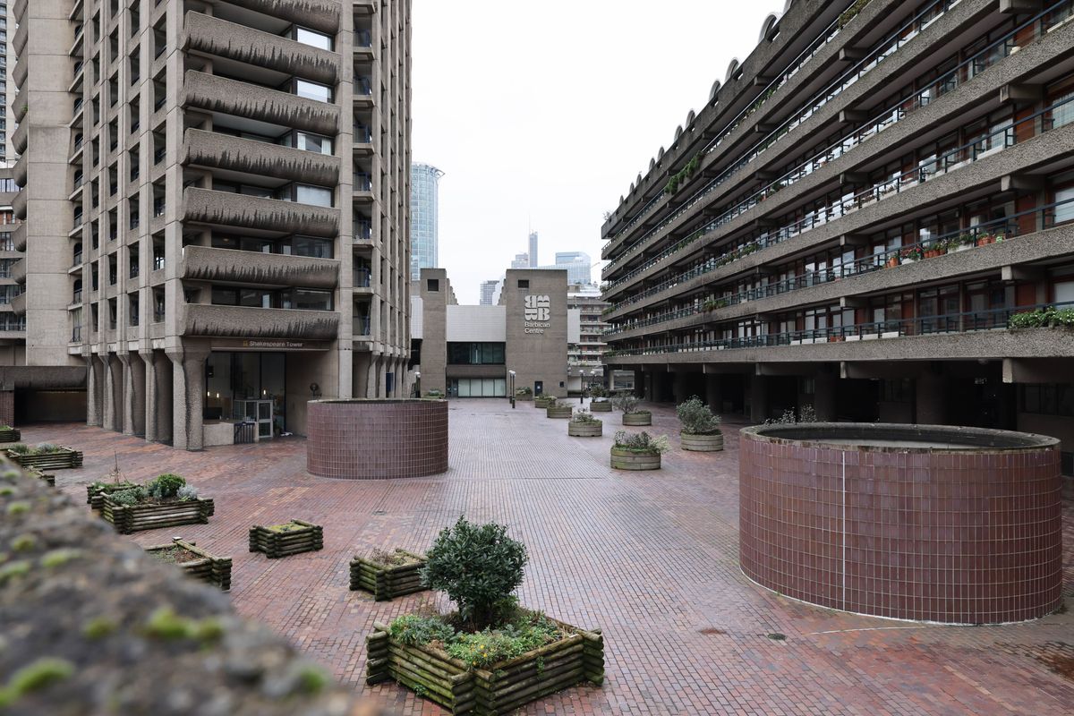 Outside the Barbican Centre in London