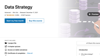 A screenshot of a sign up page for a LinkedIn Learning course on Data Strategies